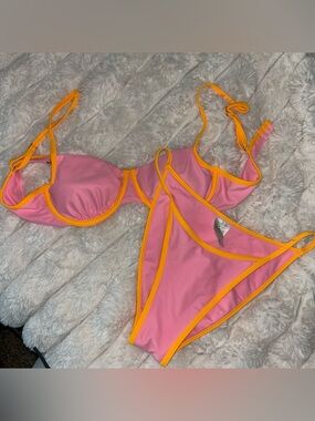 wild fable Pink Bikini with Orange Trim